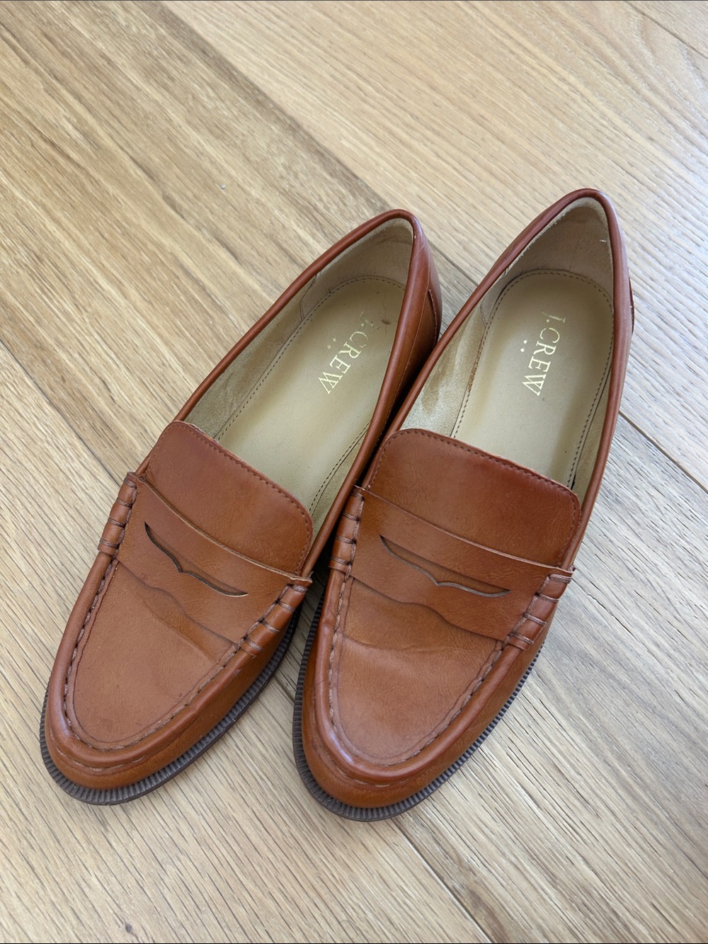J.Crew Women’s Penny Loafers in Cognac Brown